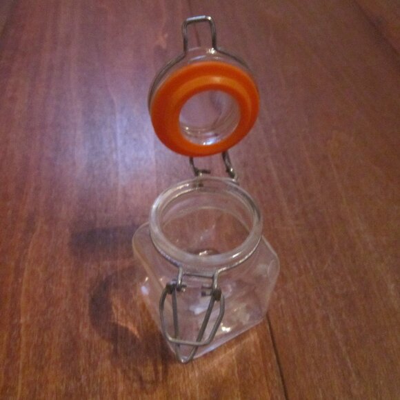 Mini Glass Storage Jar Hinged Glass Lid Silicone Gasket Small Air-Tight - Picture 4 of 4